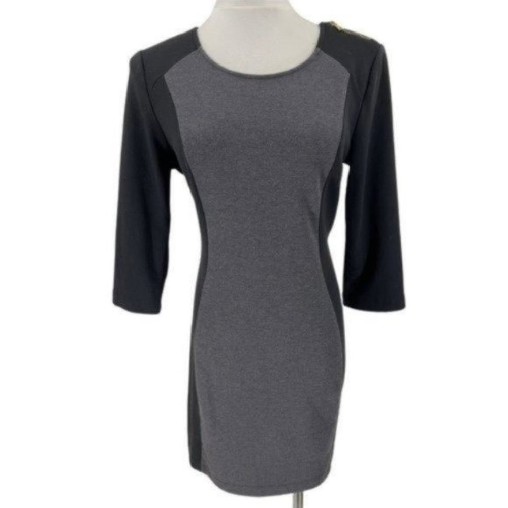 MARC New York Womens Colorblock Sheath Dress Size Medium Gray Black 3/4 Sleeve